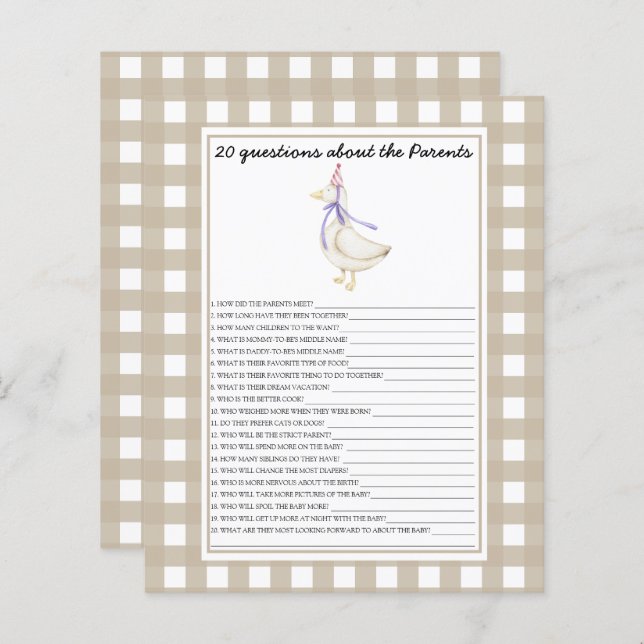 Goose – ゲーム – 親に関する20質問 (正面/裏面)