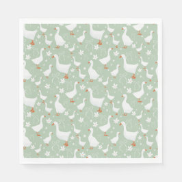 Goose and bow green スタンダードランチョンナプキン