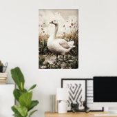 Goose Antique Print, Spring Digital Painting ポスター (ホームオフィス)