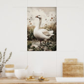 Goose Antique Print, Spring Digital Painting ポスター (キッチン)