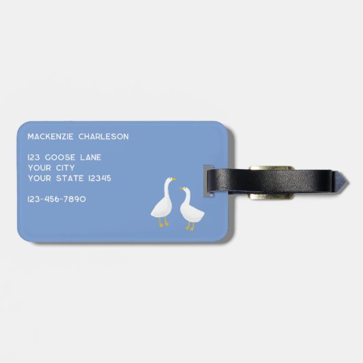 Goose Bird Pattern Blue ラゲッジタグ (裏面横)