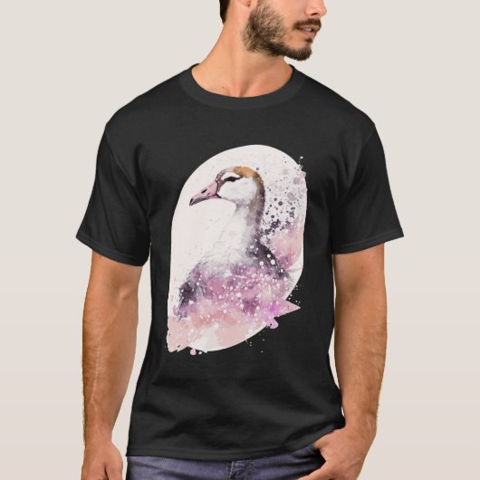 Goose Cherry Blossom Japanese Sakura Goose Tシャツ (正面)