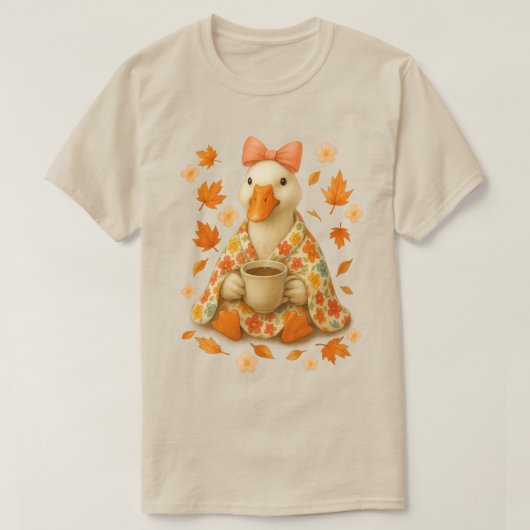 Goose Coquette Bow with Coffee Blanket Fall Vibes Tシャツ (デザイン正面)