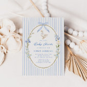 Goose Cottage Blue Baby Shower 招待状