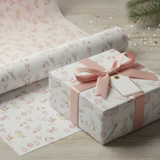 Goose Family Christmas Wrapping Paper Sheets ラッピングペーパーシート