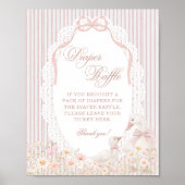 Goose Flower Lace Girl Baby Shower Diaper Raffle ポスター (正面)
