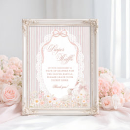Goose Flower Lace Girl Baby Shower Diaper Raffle ポスター