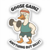 Goose Gainz – Funny Goose Gym Workout Design シール (正面)