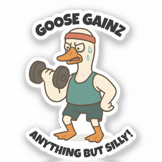 Goose Gainz – Funny Goose Gym Workout Design シール (正面)