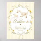 Goose Gender neutral Gingham Baby Shower Welcome ポスター (正面)