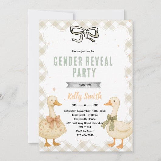Goose Gender Reveal Invitation 招待状 (正面)