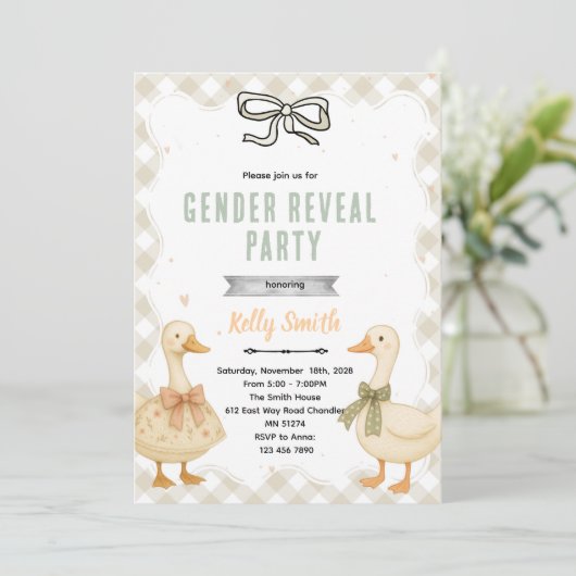 Goose Gender Reveal Invitation 招待状 (スタンド正面)