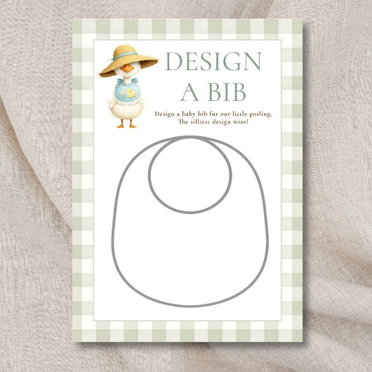 Goose Gingham Design Bib Baby Shower Game Card 招待状