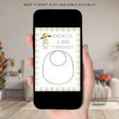 Goose Gingham Design Bib Baby Shower Game Card 招待状