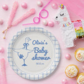 Goose Hand Drawn Blue Boy Classic Baby Shower  ペーパープレート (パーティー)