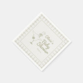 Goose Hand Drawn Retro Ribbon Baby Shower スタンダードカクテルナプキン (角)