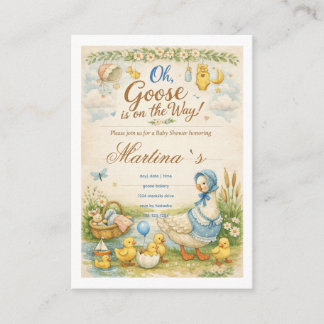 Goose is on the Way Baby Shower vintage Invitation エンクロージャーカード