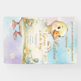 Goose is on the Way Baby Shower vintage Invitation 横断幕