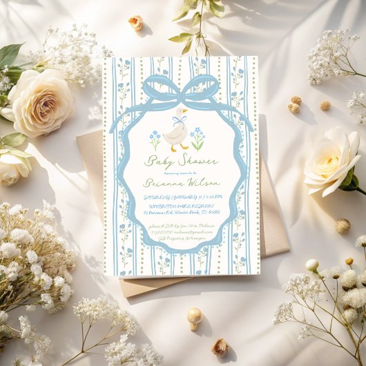 Goose nursery rhymes baby shower 招待状