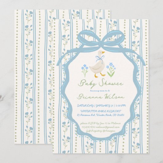 Goose nursery rhymes baby shower 招待状 (正面/裏面)