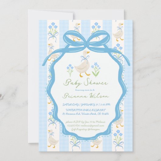 Goose nursery rhymes baby shower 招待状 (正面)