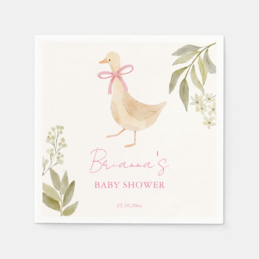 Goose nursery rhymes baby shower monogrammed スタンダードカクテルナプキン (正面)