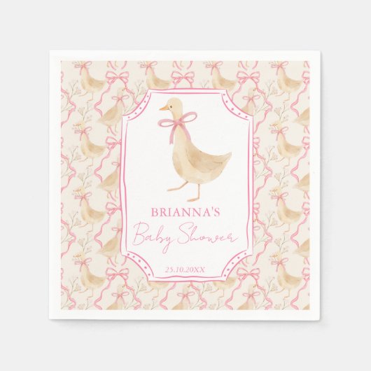 Goose nursery rhymes baby shower monogrammed スタンダードカクテルナプキン (正面)