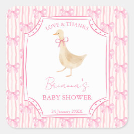 Goose nursery rhymes baby shower pink personalized スクエアシール