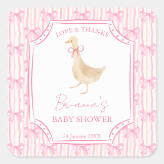 Goose nursery rhymes baby shower pink personalized スクエアシール