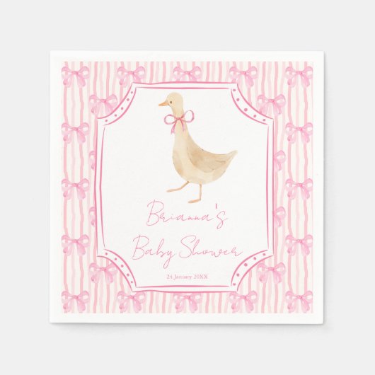 Goose nursery rhymes baby shower pink personalized スタンダードカクテルナプキン (正面)