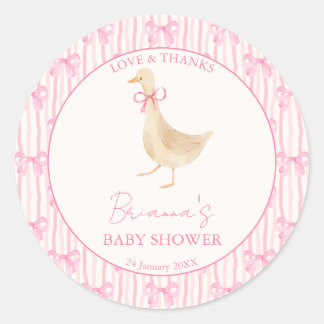 Goose nursery rhymes baby shower pink personalized ラウンドシール