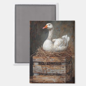 Goose on a Nest 絵を描's マグネット (正面/裏面)