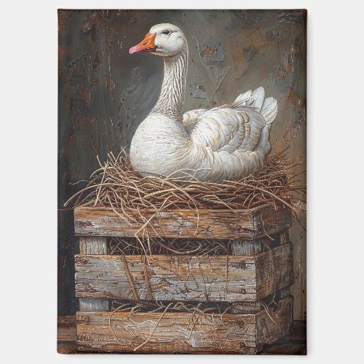 Goose on a Nest 絵を描's マグネット (正面)