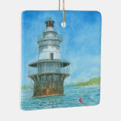 Goose Rocks Lighthosue Watercolor セラミックオーナメント (右)