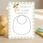 Goose Sage Gingham Design Bib Shower Game Card 招待状