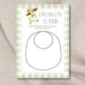 Goose Sage Gingham Design Bib Shower Game Card 招待状