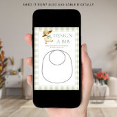 Goose Sage Gingham Design Bib Shower Game Card 招待状