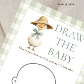 Goose Sage Gingham Draw Baby Shower Game Card 招待状