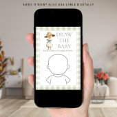 Goose Sage Gingham Draw Baby Shower Game Card 招待状
