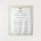 Goose Sage Gingham seating chart Baby Shower タペストリー (正面)