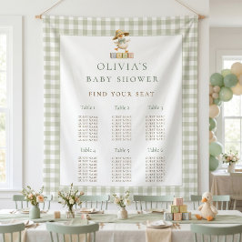 Goose Sage Gingham seating chart Baby Shower タペストリー