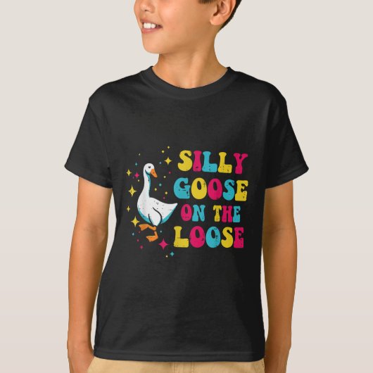Goose Silly On The Loose Groovy Retro Animal Women Tシャツ (正面)