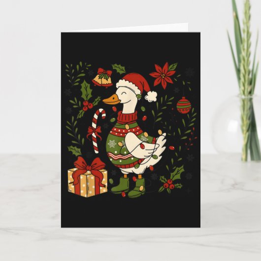 GoosemasメリークリスマスライトガチョウDuck Boho Fl カード (正面)
