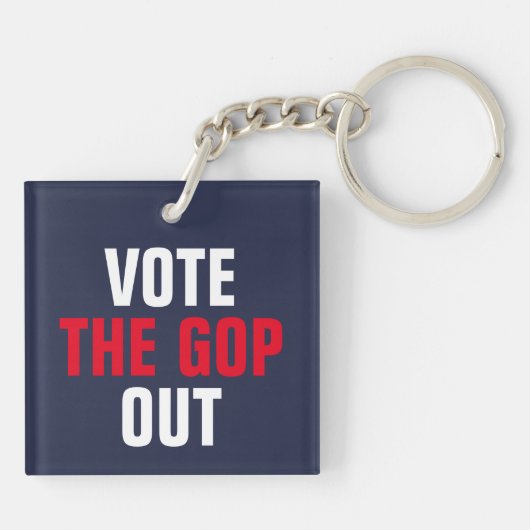 GOPに投票して政治的赤白青を出す キーホルダー (裏面)