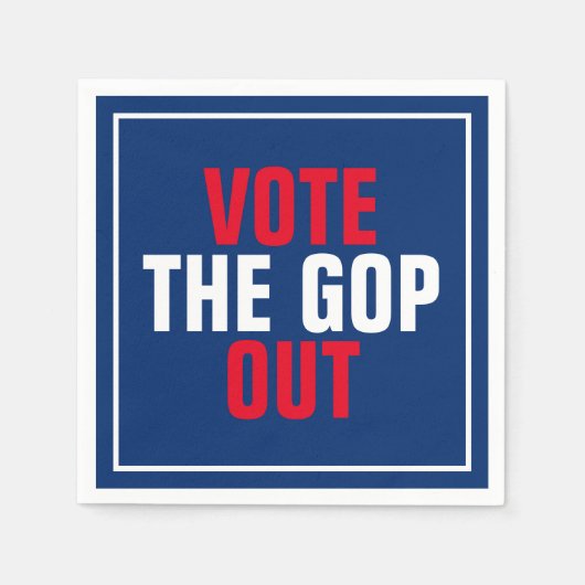 GOPに投票して政治的赤白青を出す スタンダードカクテルナプキン (正面)