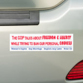 GOPは偽善者の完全です バンパーステッカー (車上)