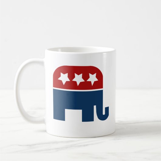 GOPエレファントロゴ共和党デザイン コーヒーマグカップ (左)