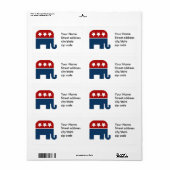 GOPエレファントロゴ共和党デザイン ラベル (フルシート)