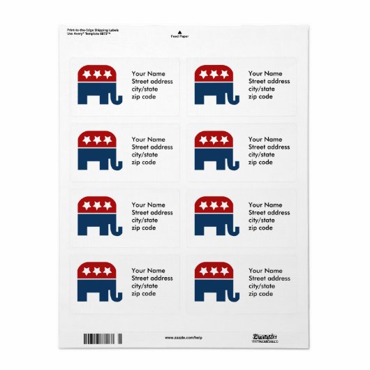 GOPエレファントロゴ共和党デザイン ラベル (フルシート)