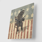 GOP象は椅子のおもしろいな政治を引き継ぎます スクエア壁時計 (傾斜)